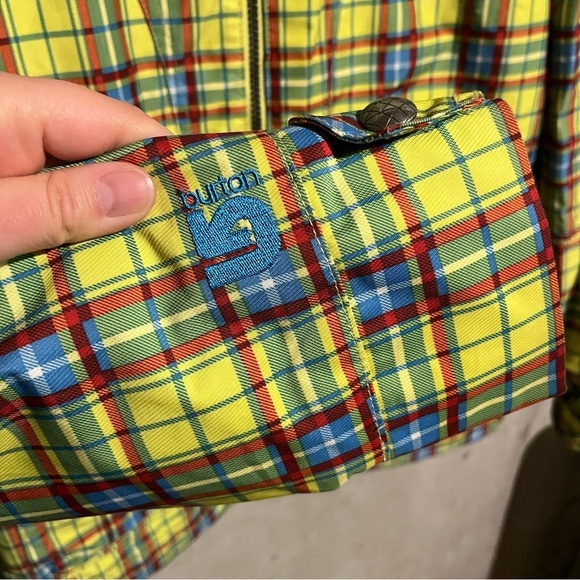 Burton Womens Size M Dryride Activity Jacket Yellow Plaid Hooded Vented Arms - Picture 4 of 11